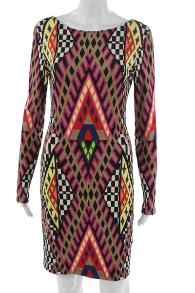 Mara Hoffman Women Bodycon Geometric Multicolor Long Sleeve Knee Dress Size M