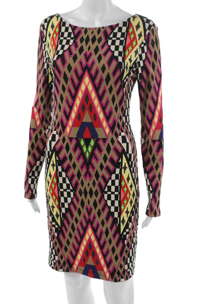 Mara Hoffman Women Bodycon Geometric Multicolor Long Sleeve Knee Dress Size M