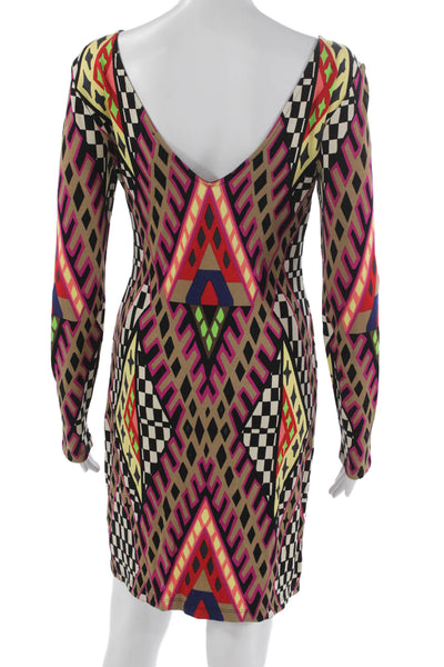 Mara Hoffman Women Bodycon Geometric Multicolor Long Sleeve Knee Dress Size M