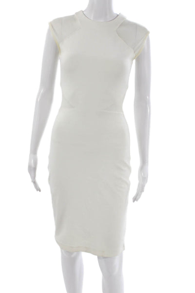 French Connection Womens Sheath Dress White Short Sleeve Knee Length Size 4