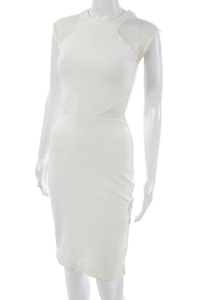 French Connection Womens Sheath Dress White Short Sleeve Knee Length Size 4
