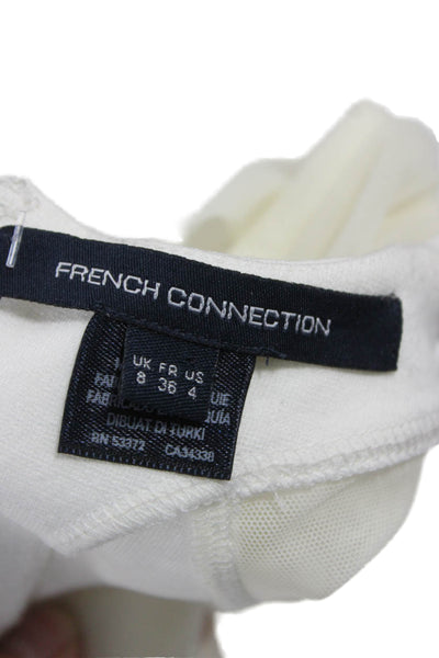 French Connection Womens Sheath Dress White Short Sleeve Knee Length Size 4