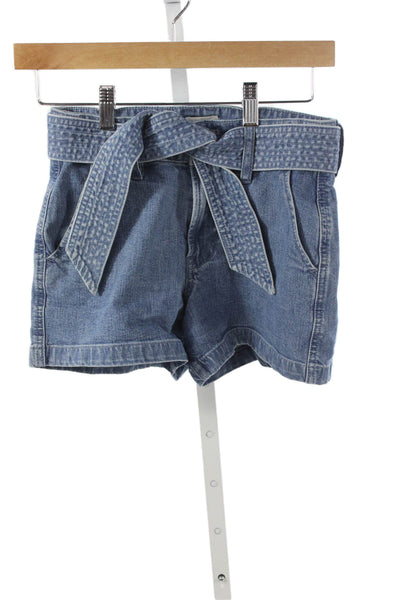 J Crew Womens Paperbag Shorts Blue Cotton Size 00