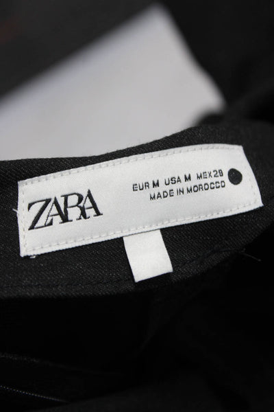 Zara Womens Shift Dress Gray Long Sleeve Boat Neck Zip Polyester Size M