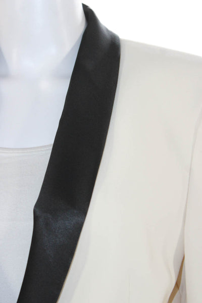MNG Womens Single Button High Rise Pant Suit White Black Size Large/8