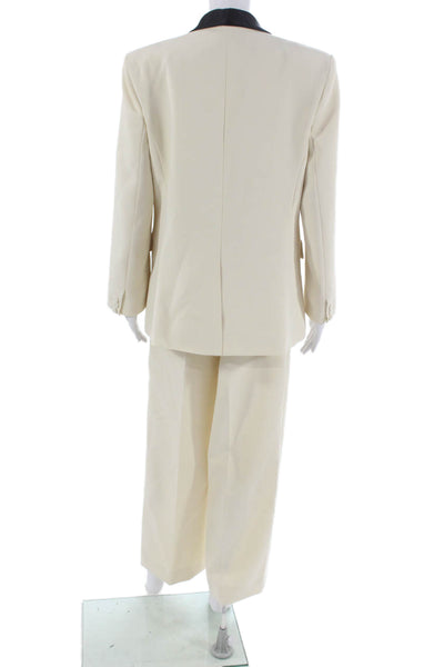 MNG Womens Single Button High Rise Pant Suit White Black Size Large/8