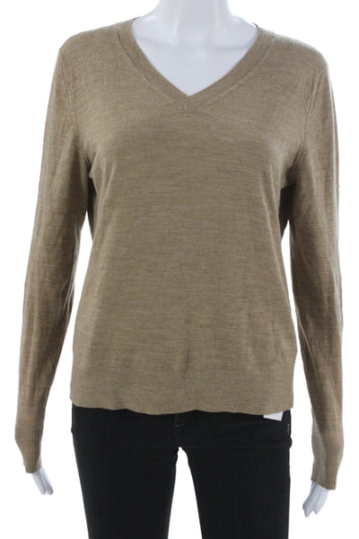 Closed Womens Pullover Sweater V-Neck Long Sleeve Beige Organic Wool Size M