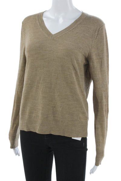 Closed Womens Pullover Sweater V-Neck Long Sleeve Beige Organic Wool Size M