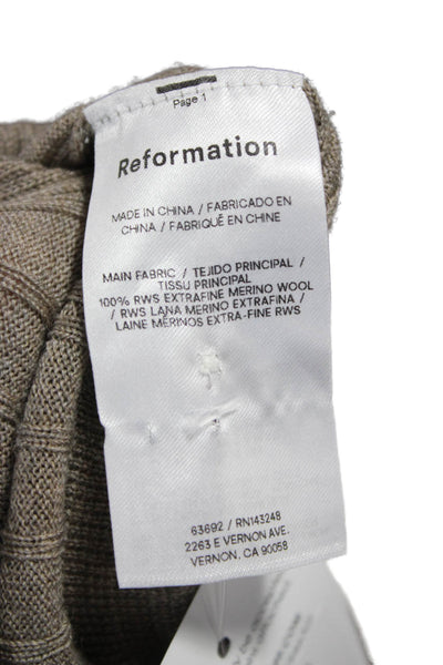 Reformation Women Beige Collared Long Sleeve Pullover Sweater Merino Size L