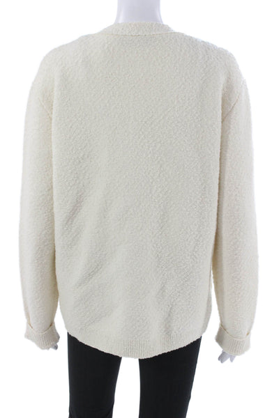 Gucci Women Ivory Wool Blend V Neck Cardigan Long Sleeve Size M