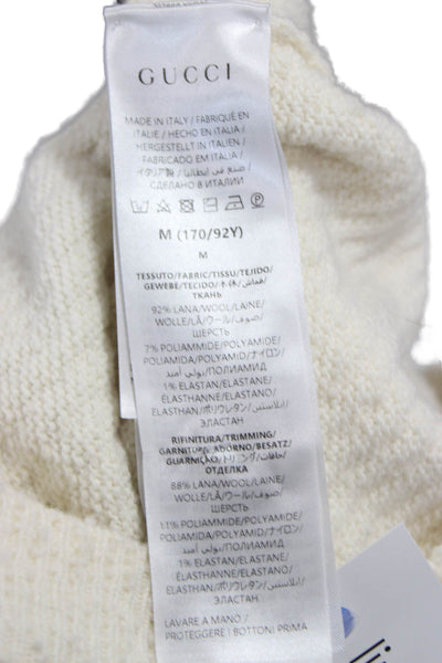 Gucci Women Ivory Wool Blend V Neck Cardigan Long Sleeve Size M