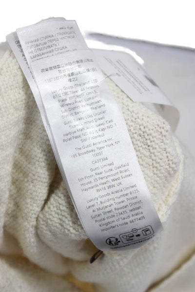 Gucci Women Ivory Wool Blend V Neck Cardigan Long Sleeve Size M