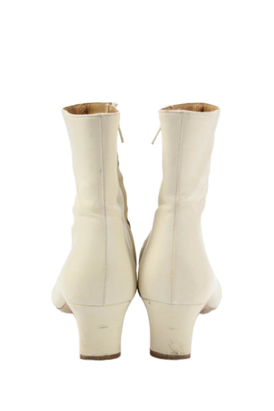 Staud Womens Leather Pointed Toe Ankle Boots Off White Size 38 8