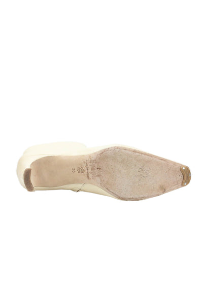 Staud Womens Leather Pointed Toe Ankle Boots Off White Size 38 8