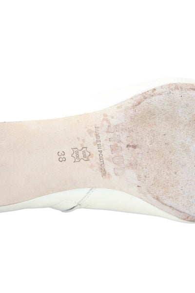 Staud Womens Leather Pointed Toe Ankle Boots Off White Size 38 8