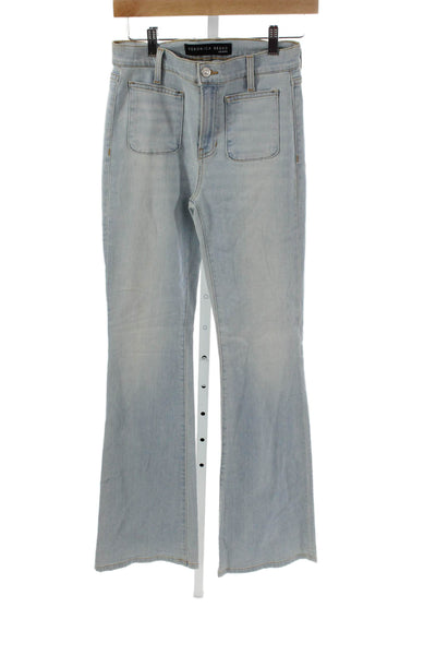Veronica Beard Women Flared Blue Cotton Jeans High Rise Button Size 26