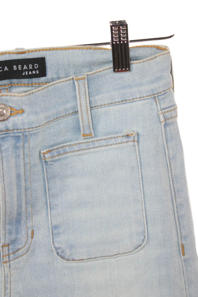 Veronica Beard Women Flared Blue Cotton Jeans High Rise Button Size 26