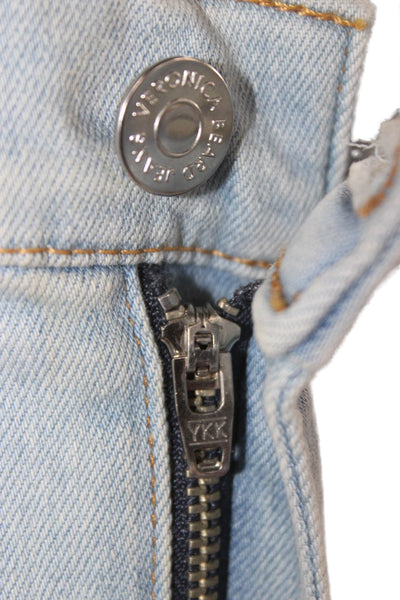 Veronica Beard Women Flared Blue Cotton Jeans High Rise Button Size 26