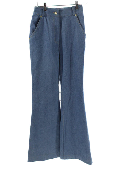 Sergio Hudson Women Flared Jeans Blue High Rise 100% Cotton Size 2