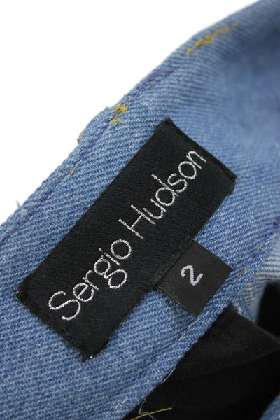 Sergio Hudson Women Flared Jeans Blue High Rise 100% Cotton Size 2