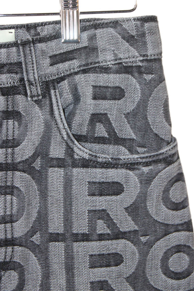 Fendi Womens Gray Logo Wide-Leg Jeans High Rise Button Cotton Size 36
