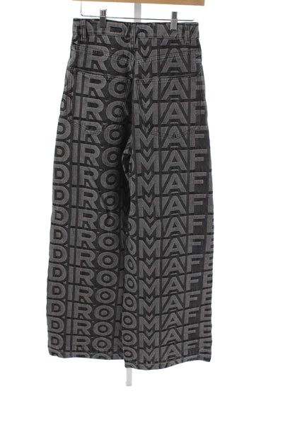 Fendi Womens Gray Logo Wide-Leg Jeans High Rise Button Cotton Size 36