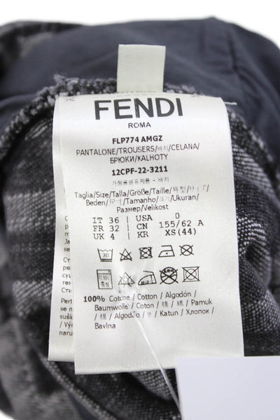 Fendi Womens Gray Logo Wide-Leg Jeans High Rise Button Cotton Size 36