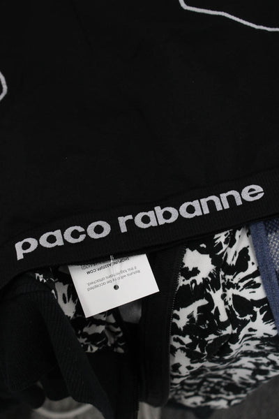 Paco Rabanne Women Cropped Black Mock Neck Long Sleeve T-Shirt Size XS