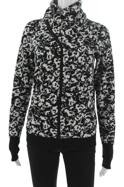 Lululemon Womens Track Jacket Floral Black High Neck Zip Size 4