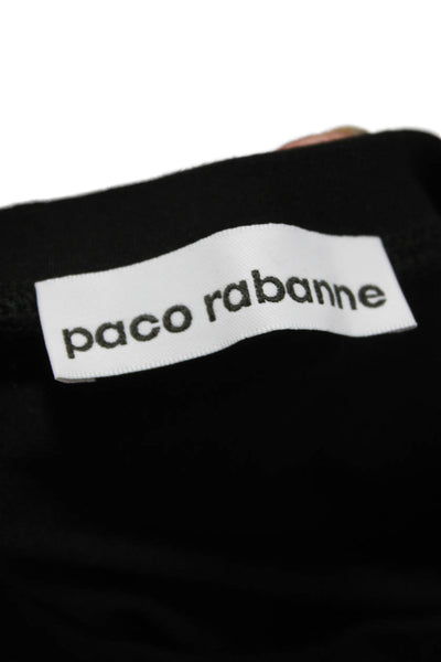 Paco Rabanne Women Cropped T-Shirt Black Viscose Crew Neck Long Sleeve Size 38