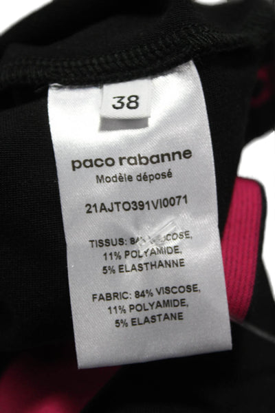 Paco Rabanne Women Cropped T-Shirt Black Viscose Crew Neck Long Sleeve Size 38