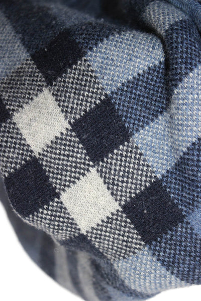 Burberry London Women Blue Plaid Wool Blend Basic Jacket Size 40