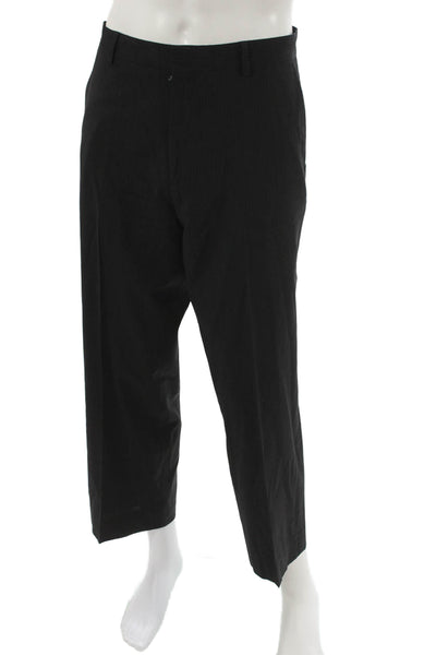 Calvin Klein Mens Dress Pants Gray Striped Wool Blend Zip Size 34