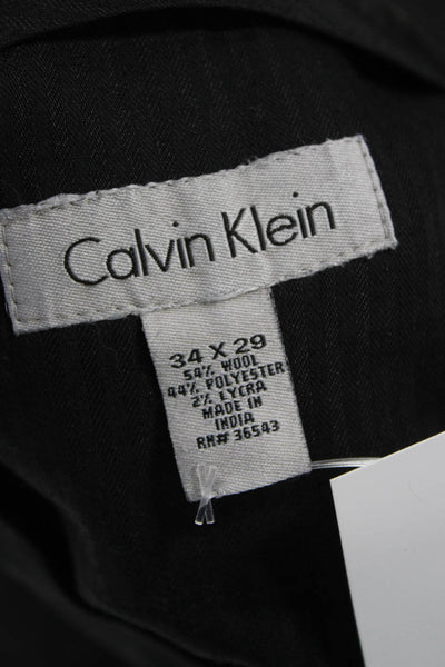 Calvin Klein Mens Dress Pants Gray Striped Wool Blend Zip Size 34