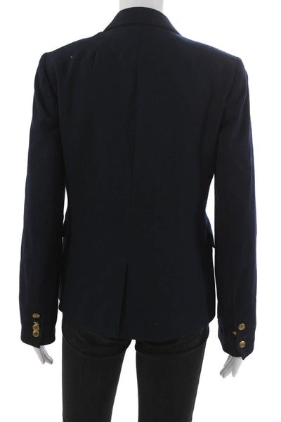 J Crew Womens Blazer Blue Button Front Long Sleeve Wool Blend Size 6