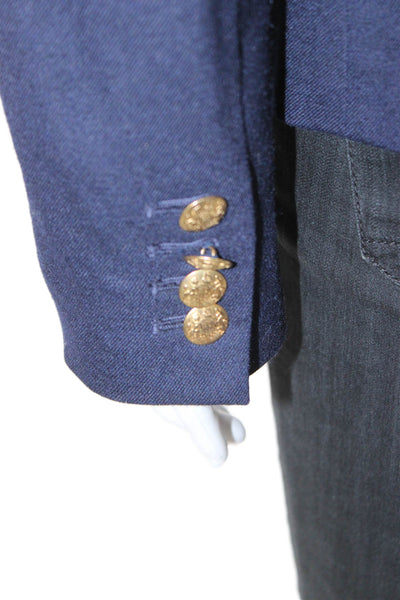 J Crew Womens Blazer Blue Button Front Long Sleeve Wool Blend Size 6