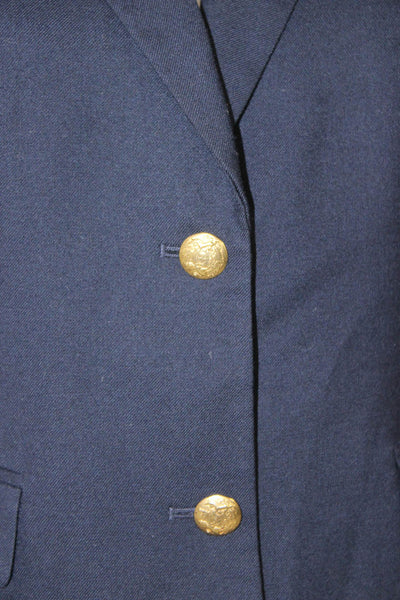 J Crew Womens Blazer Blue Button Front Long Sleeve Wool Blend Size 6