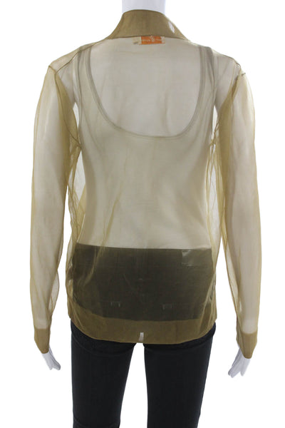 Tory Burch Womens Green Mock Neck Long Sleeve Basic Blouse Size XS Petite