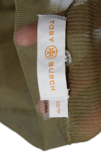 Tory Burch Womens Green Mock Neck Long Sleeve Basic Blouse Size XS Petite