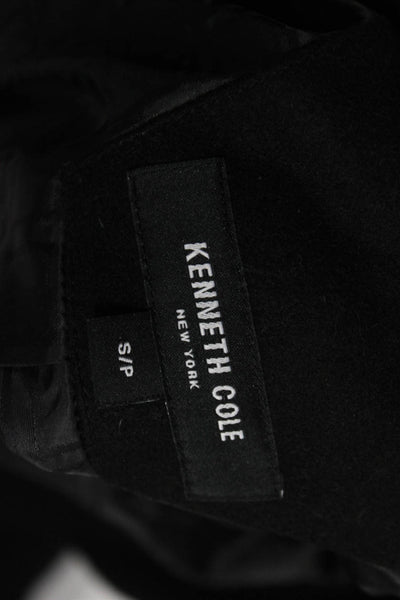 Kenneth Cole New York Womens Black Petite Overcoat Tie Long Sleeve Size S