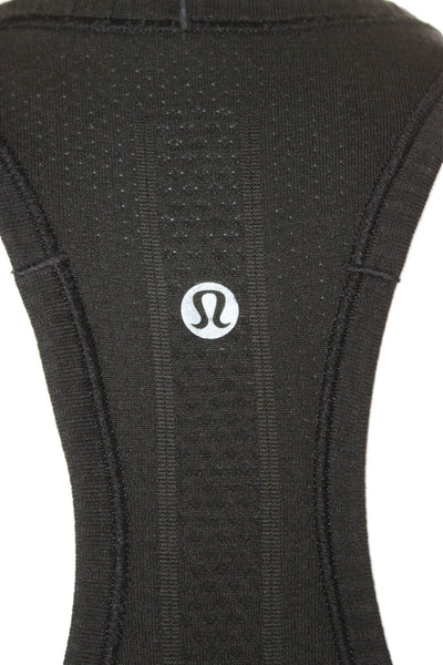 Lululemon Women Basic Black Tank Scoop Neck Geometric Polyester Size 8