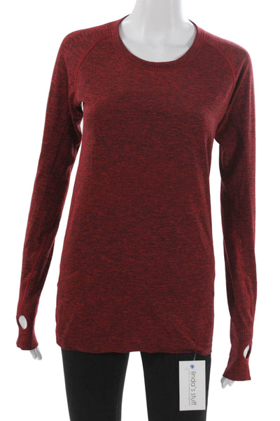 Lululemon Womens Long Sleeves Pullover Tee Shirt Red Black Size 8