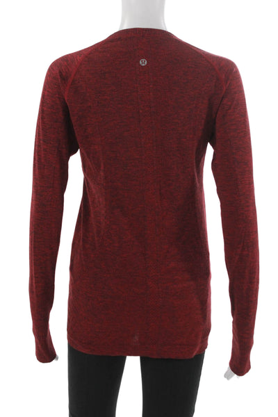 Lululemon Womens Long Sleeves Pullover Tee Shirt Red Black Size 8