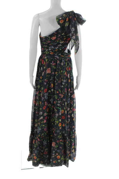 Mac Duggal Womens Multi-Color Floral One Shoulder Maxi Dress Zip Size 6
