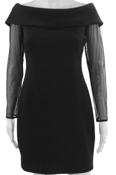 Calvin Klein Womens Black Off Shoulder Mesh Bodycon Dress Size 2