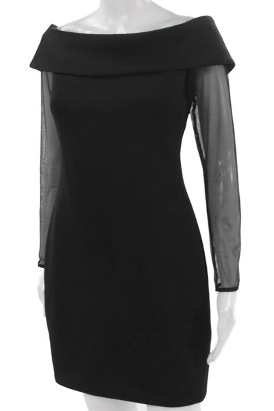 Calvin Klein Womens Black Off Shoulder Mesh Bodycon Dress Size 2