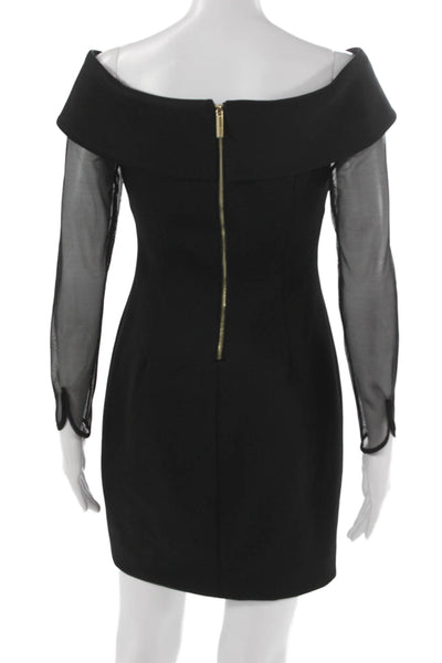 Calvin Klein Womens Black Off Shoulder Mesh Bodycon Dress Size 2