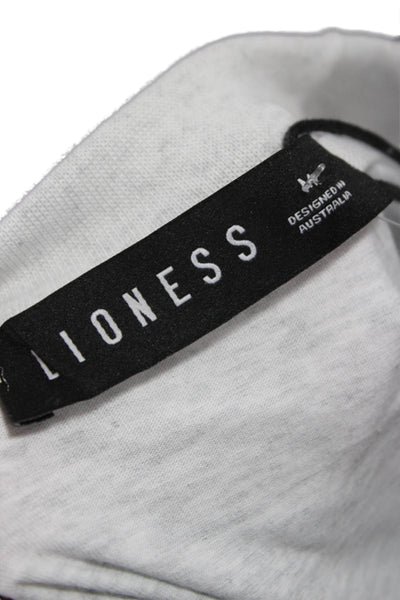 Lion Women Tunic Gray Striped Cotton Crew Neck Long Sleeve Pullover Size M