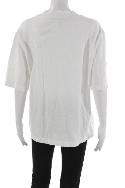 Cotton Citizen Women Basic White Crew Neck Short Sleeve T-Shirt Size M