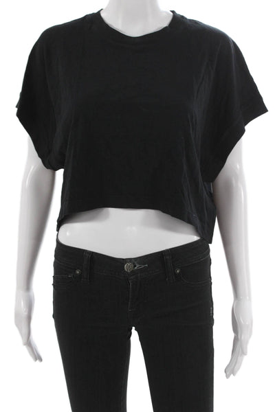 Agolde Womens Basic Black Organic Cotton Crew Neck Short Sleeve T-Shirt Size M